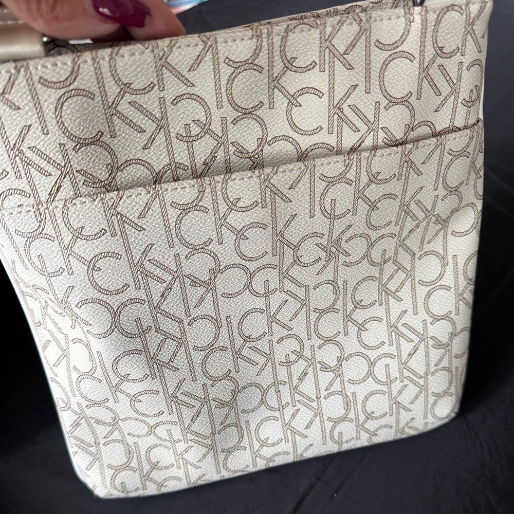 CK Signature Monogram Cream Crossbody Bag - Picture 2 of 5